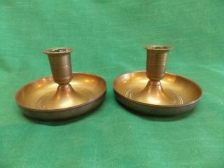 Pair Vtg Virginia Metalcrafters Colonial Williamsburg Short Candle Holder 2 3/8 "