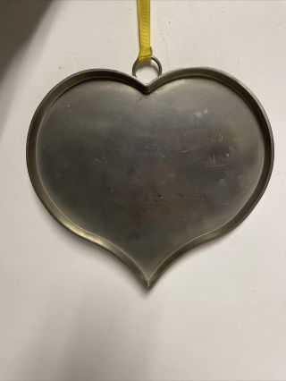 Vintage German Rein Zinn Pewter Heart Tray Or Hanging Wall Art Handgegossen