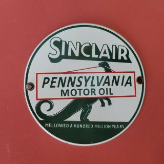 Vintage 6 " Sinclair Gasoline Porcelain Sign Oil Gas Station Dinosaur Dino