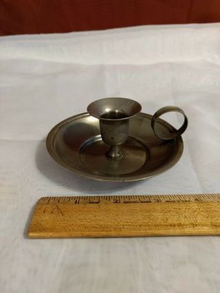 Single Colonial Pewter Candle Holder 4.  24 " Diameter
