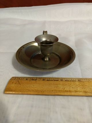 Single Colonial Pewter Candle holder 4.  24 