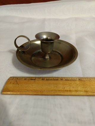 Single Colonial Pewter Candle holder 4.  24 