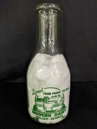 Trpq Quart Milk Bottle Modern Dairy Fallon Nevada Phone 160 - W Cow Logo Children