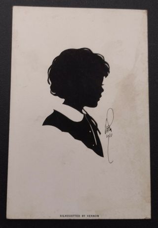 Dai Vernon " Silhouette By Vernon " Hand Cut Paper Portrait Silhouette Young Girl