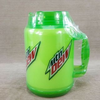 Mountain Dew Whirley Green Plastic Insulated Jug Jumbo Travel Mug 64oz Snap Lid