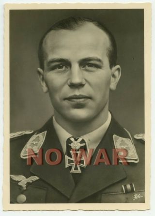 Wwii Post Card Photo Portrait Luftwaffe Ace Major Helmut Wick Knight 