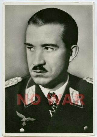 Wwii Post Card Photo Portrait Luftwaffe Ace Adolf Galland Knight Cross Holder,