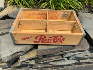 Vintage 1960 Drink Pepsi - Cola Soda Pop 24 Bottle Wood Wooden Crate,  Partitions