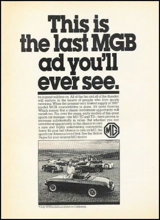 1981 Mg Mgb Last Ever See Advertisement Print Art Car Ad J952a
