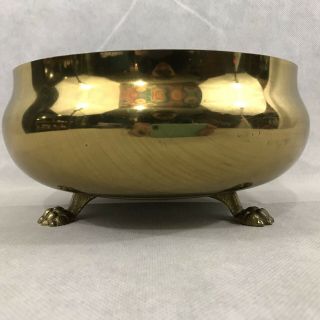 Vintage Solid Brass Planter Decor Trinket Three Footed Bowl Mid Century Modern