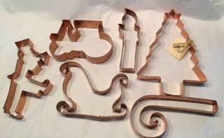 Vtg 90s Usa Made Solid Copper Cookie Cutters Christmas Set Of 6