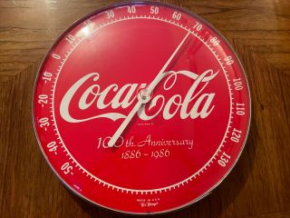 Vintage Coca - Cola 12 " Wall Thermometer 100th Anniversary 1886 - 1986 Tru Temp Usa