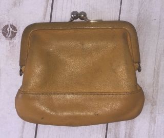 Vintage Coach Yellow Leather Kiss Lock Small Coin/ Change Purse