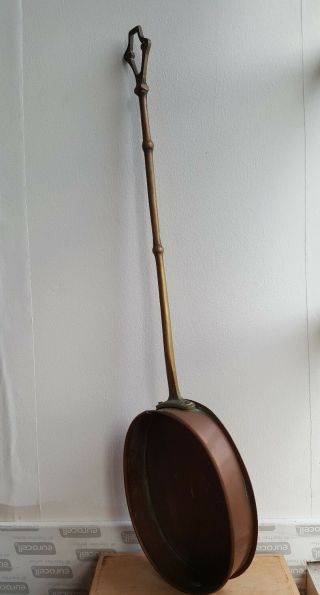 Vintage Antique Copper And Brass Long Handled Pan