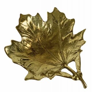 Vintage Virginia Metalcrafters Sugar Maple Leaf Brass Trinket Dish 3 - 48 1950