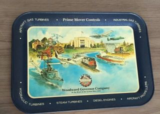 Very Rare Vintage Woodward Governor Company Metal Tray Platter Industrial Ad