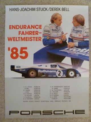 1985 Porsche 962 Stuck / Bell Victory Showroom Advertising Sales Poster Rare Vg
