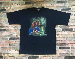 Vintage Rare 2002 Marvel Spider Man T Shirt Men Xl Green Goblin Movie Tee Navy