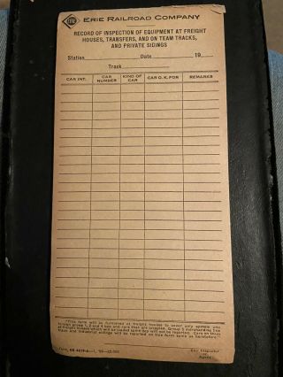Vtg Erie Railroad Co.  Record Of Inspections Partial Pad