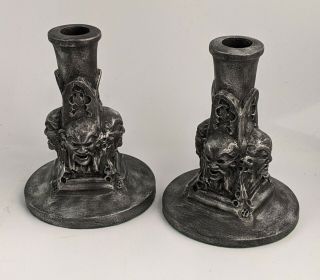 Clarecraft Pottery Suffolk - Candlesticks Boxed - Four Faces