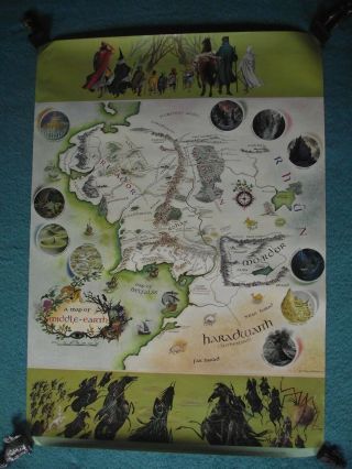 J.  R.  R.  Tolkien - Pauline Baynes – Map Of Middle - Earth – First Trade Edition 1970