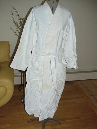 Vtg Williams Sonoma Chambers White Cotton Terrycloth Towel Spa Robe Unisex M/l
