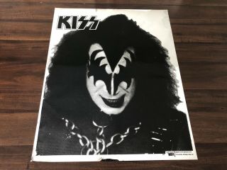 Vintage Kiss Gene Simmons Mylar Foil Poster 1977 Aucoin Rare