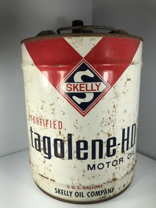 Vtg Skelly Tagolene - Hd Metal 5 Gallon Oil Can Empty,  Skelly Oil Com.