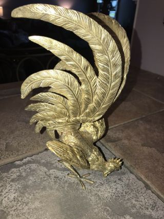Single Vintage Brass Fighting Rooster Figurine Statue From Argentina