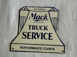 Vintage Mack Service Porcelain Sign Car Truck Oil Gas Gasoline Automotive