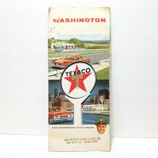 Vintage Texaco Washington State Touring Road Map Poster - Toledo Seattle Yakima