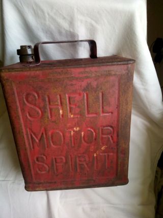 Vintage Collectable Shell Motor Spirit 2 Gallon Petrol Fuel Jerry Can.