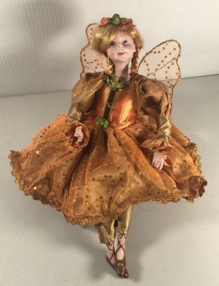 Fall Autumn Porcelain Fairy Doll Shelf Sitter (2014) 12”