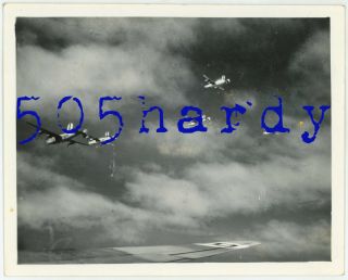 Wwii Us Gi Photo - Aerial View Marked B - 24 Bombers Flying In Combat Box 6