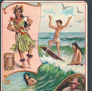 Variant Of 1893 © Surfing Hawaii Island Sport History Arbuckle Style Trade Card
