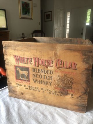 White Horse Cellar Blended Scotch Whisky Wood Crate Glasgow Scotland Box Whiskey