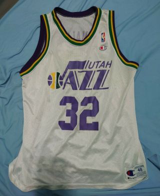 Karl Malone Utah Jazz Vintage Champion Jersey 48 80 