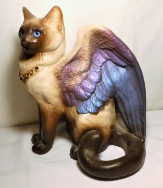 Windstone Editions “large Bird Winged Flap Cat” (retired) M.  Pena Statuette 1992