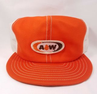 Vintage A&w Root Beer Trucker Hat Cap Patch Snapback Mesh Snap A And W