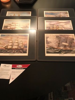 Vintage Pimpernel Set Of 6 Placemats Nautical Large 9x12 Clipper Ships England