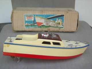 Vintage Rico Wooden Model Boat Inboard Battery Operated Motor For Ret494 Only