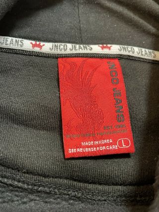 Vintage JNCO Jeans Mens 90s Hoodie Skull Wings Spell Out Logo Sweatshirt Sz L 3