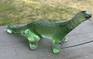 Signed Lalique Art Glass Green Dragon/lizard
