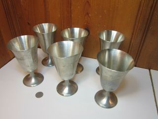 Set Of 6 Stieff Pewter Metal P55 Water Wine Goblets 5 7/8 " H