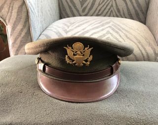 Wwii Ww2 Us Army Crusher Cap Visor Hat Officer Air Force Corps 6 7/8