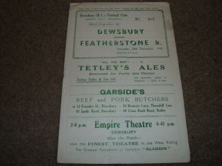Vintage Dewsbury V Featherstone Rovers 25th December 1948