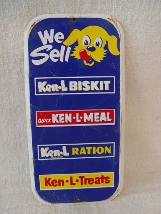Vintage Ken - L Ration Dog Food Treats Meal Metal Advertising Door Push Sign