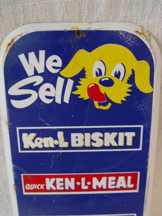 Vintage Ken - L Ration Dog Food Treats Meal Metal Advertising Door Push Sign 2