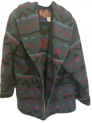 Vintage Woolrich Navajo Blanket Aztec Southwestern Wool Coat Jacket Usa Size M