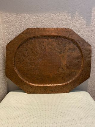 Vintage Large,  Hand Hammered Copper Serving Tray 22 " X 16 "